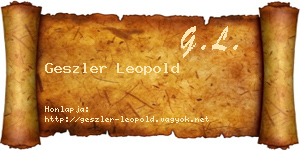 Geszler Leopold névjegykártya